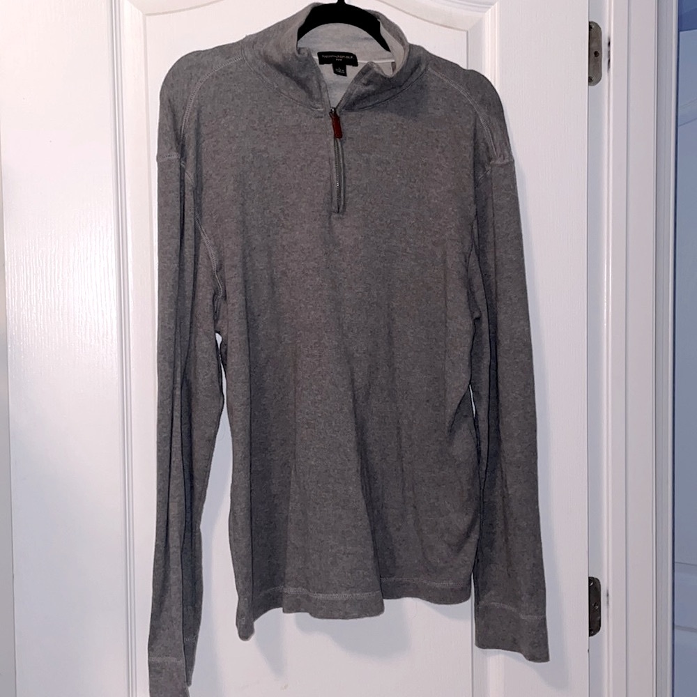 Banana Republic Mens Quarter Zip Sweater Sweatshirt Gray L Long Sleeve